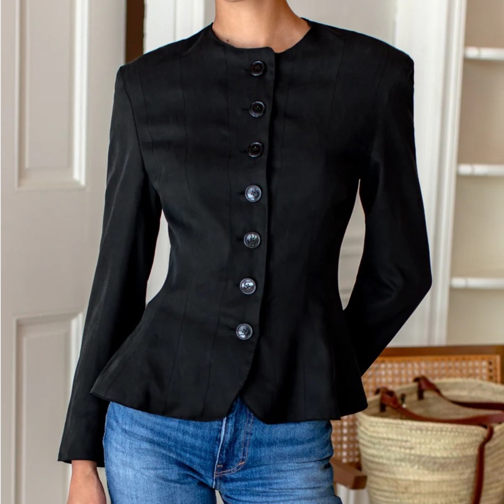 Emerson Fry Iris Black Button-Up Blazer